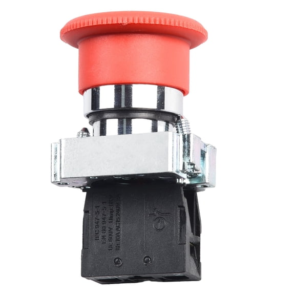 Homena 10A Red Mushroom Head Push Button Switch Panel Mount 22mm Scram Stop Locking