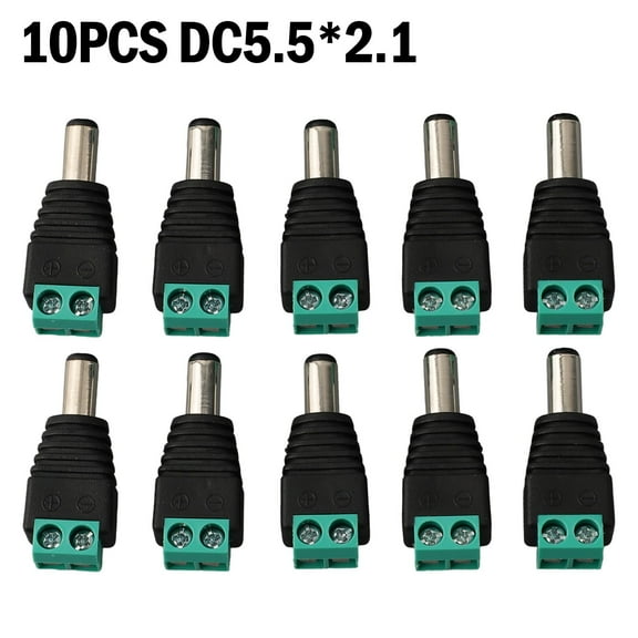 Homena 10PCS DC Male Power Connector 12V 24V Adapter Connector Plug For LED Power Supply/camera Power Supply DC5.5*2.1 Male Terminal