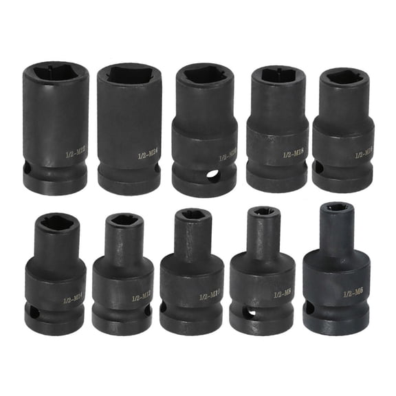 Homena 10PCS Square Socket Set for Electric Wrench M6 to For M24 Compatibility 2 Inch Driver Designed for Restricted Access
