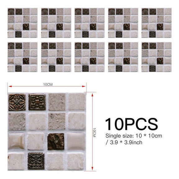 Homena 10Pcs 3D Baseboard Sticker Moroccan Mosaic Tile Style Wall Border Sticker DIY Kitchen Bathroom Decoration Waistline Wall Sticker