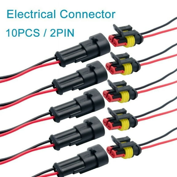 Homena 10X Superseal Amp/Tyco 2Pin 12V Waterproof Electrical Wire Connector Plug Cable Fit For Automobile And Motorcycle