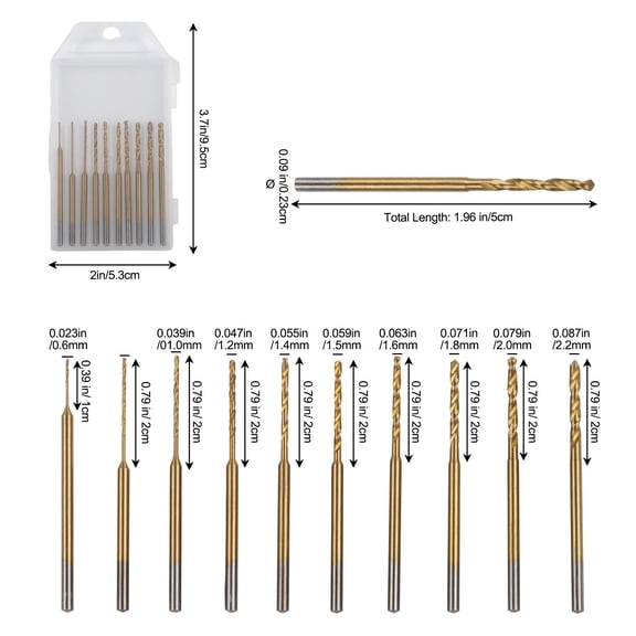 Homena 10pcs 0.6mm-2.2mm HSS Mini Drill Bit Set Engraving Drill Bits For Efficient Drilling Holes For Jewelry, Amber, Beads, Beeswax