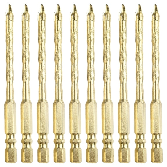 Homena 10pcs Cross Hex Tile Drill Bits Set Hard Alloy Triangle Drill Bit Tool For Glass Ceramic Concrete Brick Hole Opener