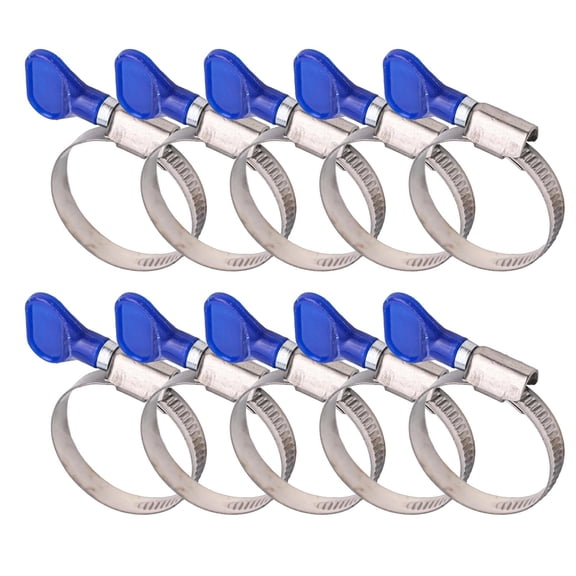 Homena 10pcs Hose Clamps Adjustable 25-40mm Stainless Steel Non-slip Grooves Clamps With Wing For Pools Washing Machines Gardens