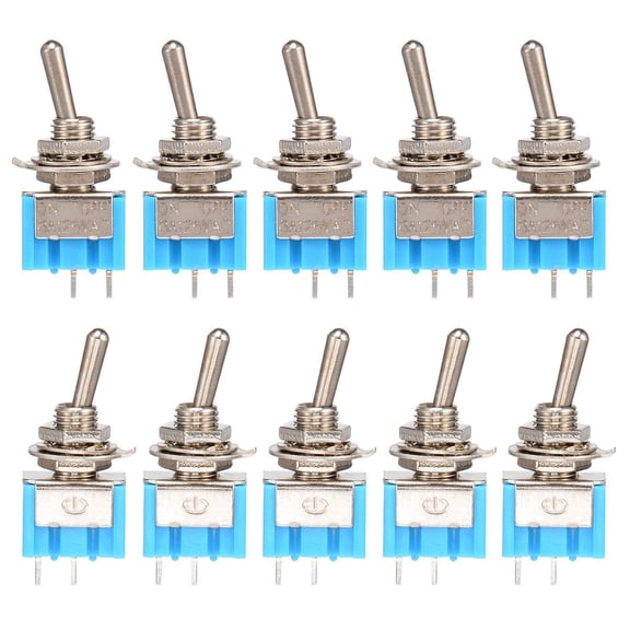 Homena 10pcs MTS-101 2 Pin SPST ON-OFF 2 Position 6A 250V AC Mini Toggle Switches Kit For Electrical Equipment Tool