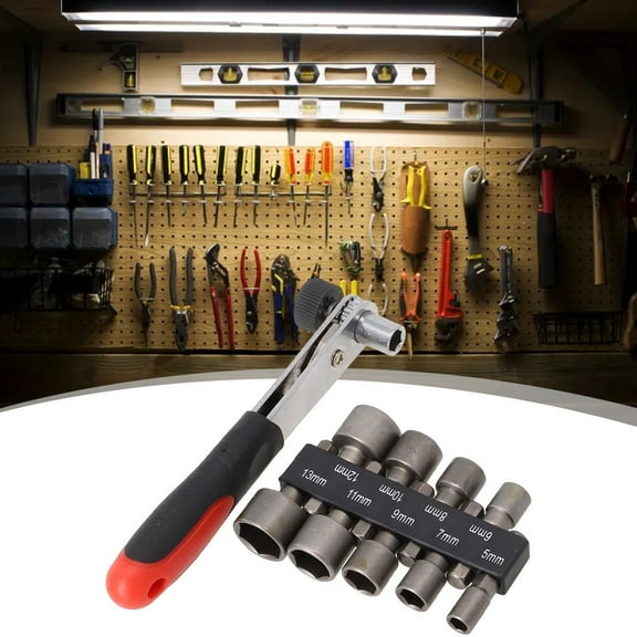 Homena 10pcs Set 1*Ratchet Wrench+9*Drill Bit Adapter 5-13mm Power Nut Driver Adapter Pawl Socket Spanner Set For Connect 6.35mm Socket