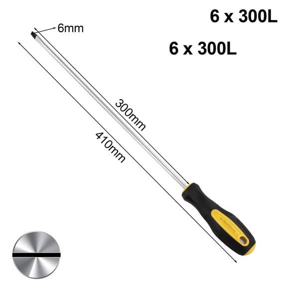 Homena 12 Inch Extra Long Extended Screwdriver Chromium Vanadium Alloy Steel Long Slotted Cross Magnetic Screwdriver With Rubber Handle