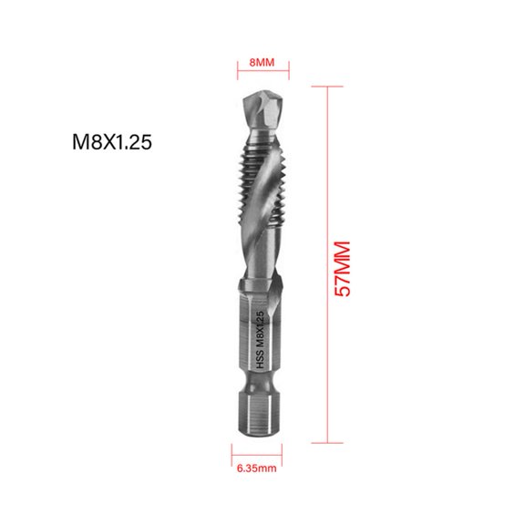 Homena 1PC Tap Drill Bit 1/4in 6.35mm Hex Shank Thread Metric Tap HSS Screw Thread Bit Screw Machine Compound Tap For Metal Woodworking