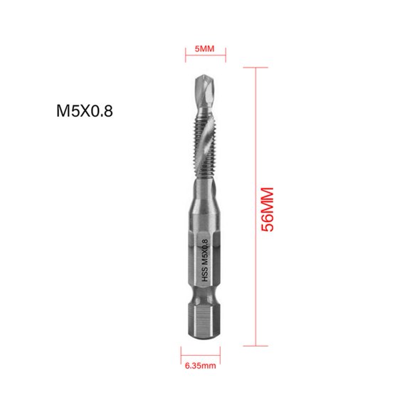 Homena 1PC Tap Drill Bit 1/4in 6.35mm Hex Shank Thread Metric Tap HSS Screw Thread Bit Screw Machine Compound Tap For Metal Woodworking