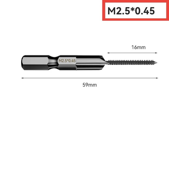 Homena 1PCS Tap Drill Bit Hex Shank HSS Threaded Bit Screw Machine Compound Tap Hex Shank Thread Metric Tap For M2.5/3/4/5/6/8/10/12