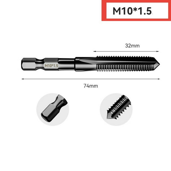 Homena 1PCS Tap Drill Bit Hex Shank HSS Threaded Bit Screw Machine Compound Tap Hex Shank Thread Metric Tap For M2.5/3/4/5/6/8/10/12