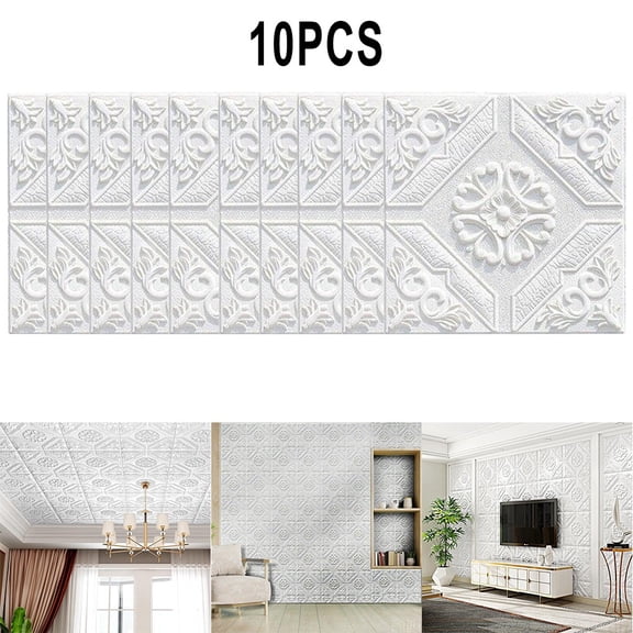 Homena 1Pcs/10Pcs 3D Wall-paper Wall Stickers Self-sticker Waterproof Foam Panel Home DIY Decor For Living Room Bedroom Ceiling Wall