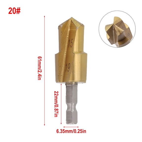 Homena 1pc Hexagonal Shank Water Pipe Expansion Drill Bit PPRLifting Stepped Drill Bit Water Pipe Connection Tool Gold 15-19mm 18-24mm