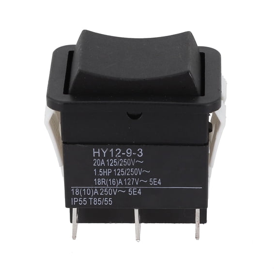Homena 1pc Rocker Switch For HY12-9-3 On Off On Momentary Switch 125/250V 18/20A Pushbutton Switch 6Pins Power Tools Accessories