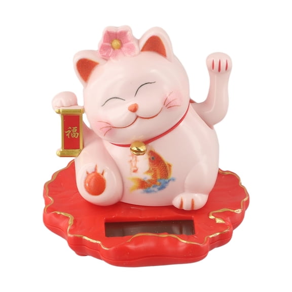 Homena 1pc Solar Lucky Cat Ornaments Light-Sensing Slar-Powered Lucky Cat Automatically Waving Its Hands Car Shop Front Desk Decoration