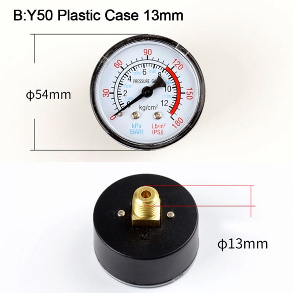 Homena 1pc Y40 Y50 0-180PSI Water Liquids Meter Pressure Gauge 0-180PSI For Air Compressor Easy Installation