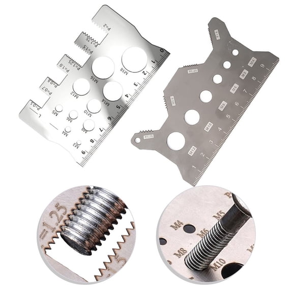 Homena 2PCS Screw Thread Pitch Gauge Ruler Measuring Bolt Nut Metric- Stainless Steel Screw Measuring Ruler Measuring Gauging Tools