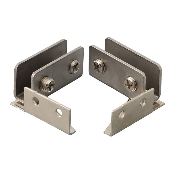 Homena 2Pcs Non-perforated Glass Door Hinges Display Cabinets Glass Cabinets Hinge Sided Mounted Stainless Steel Furniture Hardware