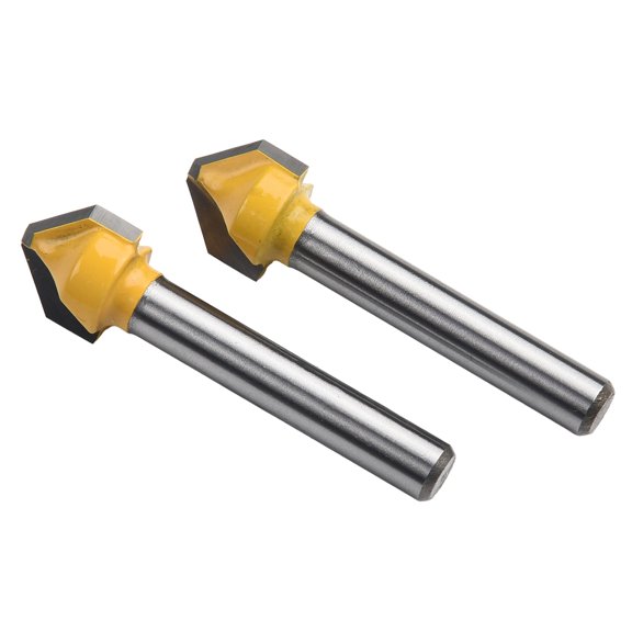 Homena 2pcs 6mm Shank 90 Degree V-shaped Flat Head Router Bit For Woodworking Engraving Milling Cutter Chamfering Tools Accessories