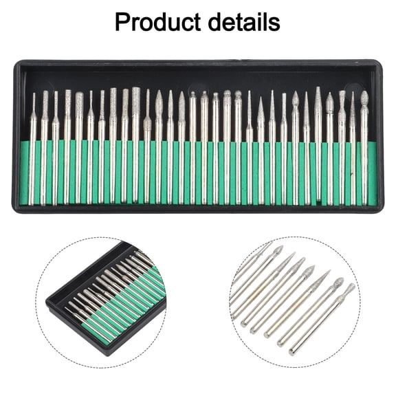 Homena 30x Rounded Tapered Ball Cylinder Burrs 400 Grit 1/8 Shank Milling Drill Bits