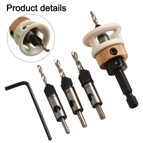 Homena 4-in-1 Countersink Drill Bit Set With Depth Stopper Hexagonal Shank For Woodworking Drilling Tools Accessories