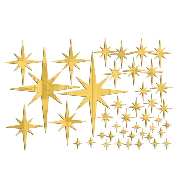 Homena 42pcs Acrylic Star Mirror Wall Sticker Removable Waterproof With-adhesive Children Room Kindergarten Home Decoration