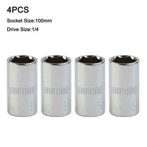 Homena 4Pcs Socket Chrome Vanadium Steel 1/4 Inch Drive 6-Point 10mm Socket 6 Point Socket For DIY Automotive Household Repairing Parts