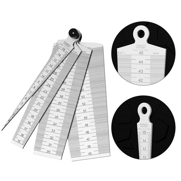 Homena 4pcs 1-60mm Steel Metric Taper Gauge Aperture Scale Wedge Feeler 4 In 1 Gap Ruler Stainless Steel Measuring Gauging Tools