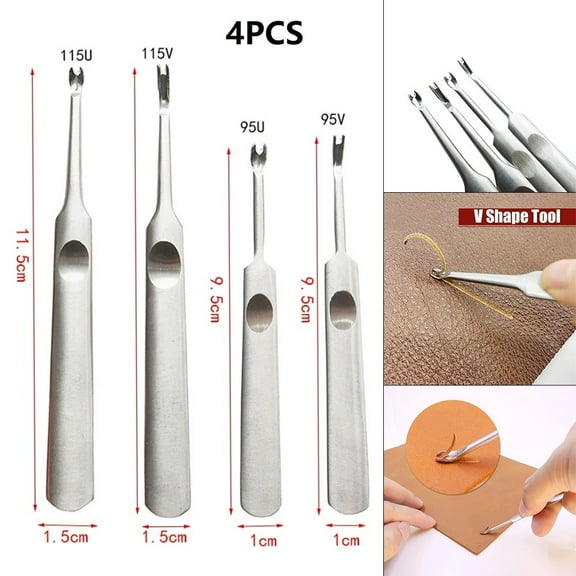 Homena 4pcs Groover Tool Leather Craft Tool Leather Cutter U V Style Groover Skiving Tool Edge Beveler For Hand DIY Tools