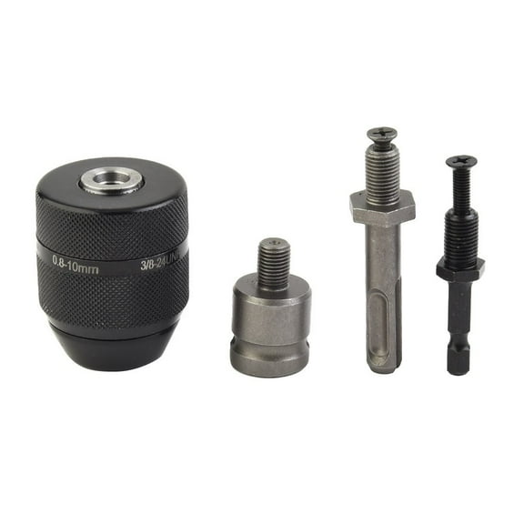 Homena 4x 3/8-24UNF 0.8-10mm Drill Chuck With Quick Change SDS Plus Adapter Hex Shank Adapter Socket Square Converter-Power Tools