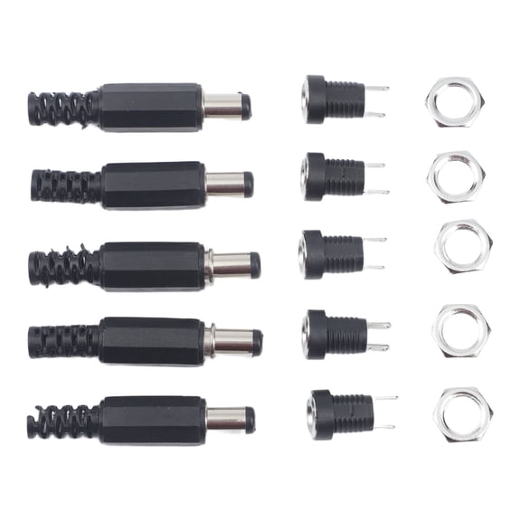 Homena 5 Pair 12V DC Power Connectors Male Female Socket Panel Mount 5 5x2 1 mm Extended Length for CCTV Security Systems