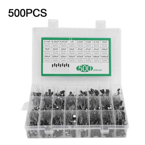 Homena 500 Electrolytic Capacitors Assorted Kit 0 1uF 1000uF 16V 50V for Electronics