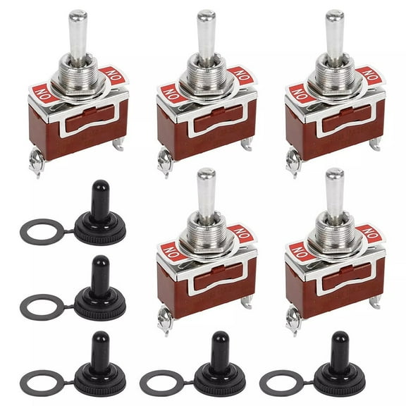 Homena 5Pc Toggle Switch Heavy Duty Rocker SPDT 3 Position 3 Pin ON/Off/On Brown Switch