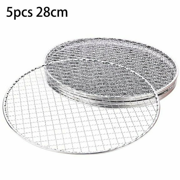 Homena 5Pcs Round Disposable Wire Net Grill Racks Iron Roast Grate Cooking Barbecue BBQ Barbecue Net Square BBQ Rack 25/28/33CM