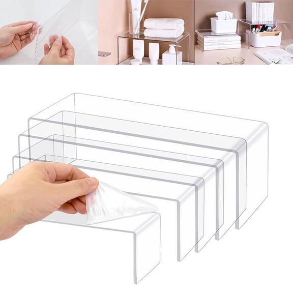 Homena 5Pcs Transparent Acrylic Display Stand 18-26cm Clear Retail Display Stands Plinth Designed For Countertops Or Display Cabinets