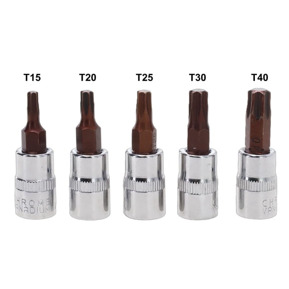 Homena 5pcs Torx Screwdriver Bits 1/4 Inch Drive Socket Head Tools T15 T20 T25 T30 T40 For Torque Spanner Magnetic Nut Hand Tools