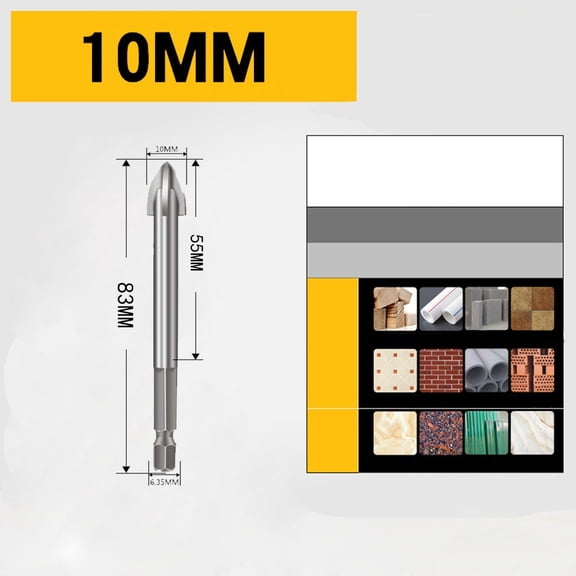 Homena 6/7/8/10/12mm Cemented Carbide Cross Hex Tile Bit Glass Marble Tile Drill Bit Concrete Hole Opener Alloy Triangle Drill Bit