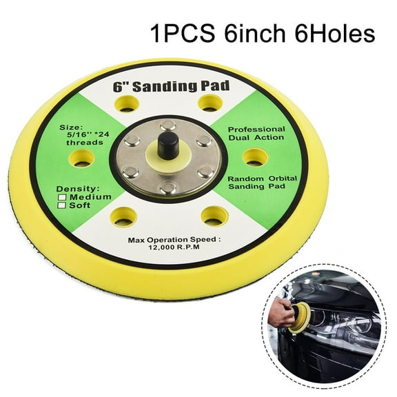 Homena 6 Inch Sanding Pad with 5/16 24 Male Thread Suitable for Orbital For Sanders Including DA Style Featuring Dust Extraction Holes