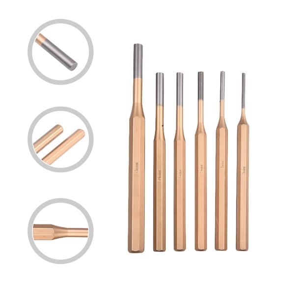 Homena 6Pcs Cylindrical Chisel Round Head Center Punch Chisel 3/4/5/6/7/8mm High Hardness Chrome Vanadium Steel Percussion Chisel