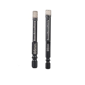 Homena 6mm 8mm Diamond Tipped Dry Drill bits 2PCS for Masonry Concrete Tile/Ceramic
