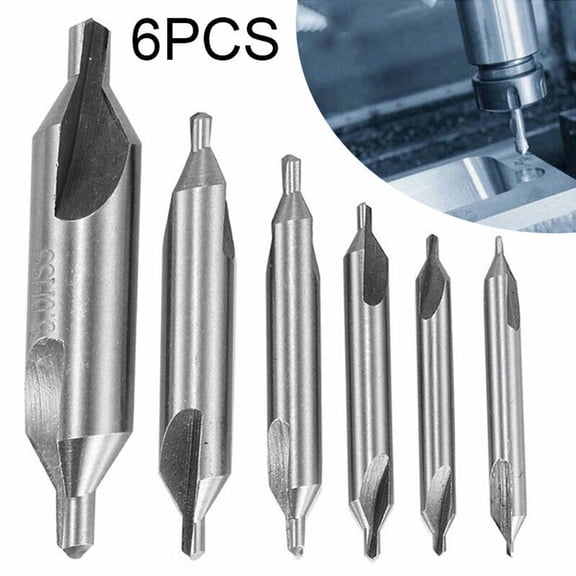 Homena 6pc HSS Combined Center Drill 60 Degree Angle Center Drill Bits Countersink Tackle Center Spotting Drill Mill 5/3/2.5/2/1.5/1mm
