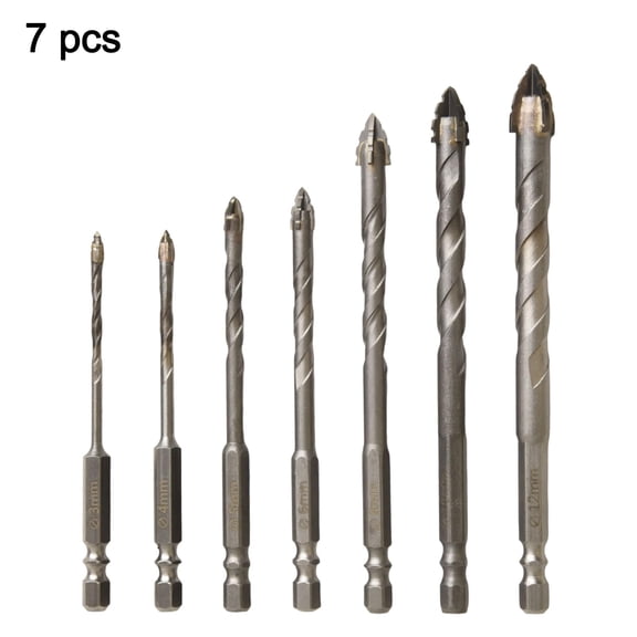 Homena 7-piece Set Of Four-edged Serrated Drill, Sharp-tooth Drill, Triangular Drill Simple Installation Multifunction Skewed Head Dril