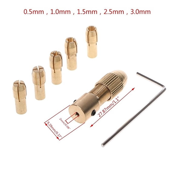 Homena 7Pcs 2mm Mini Drill Chuck Set Brass Collet Fixture Clamp For Electric Motor Shaft Drill Bit Tool Chuck Adapter