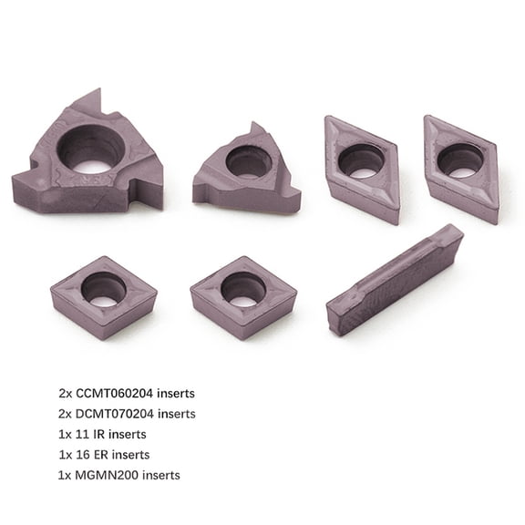 Homena 7pcs CCMT060204,11IR, 16ER, MGMN200, DCMT070204 For 12mm Shank Lathe Boring Bar Indexable Inserts CNC Metalworking Tools