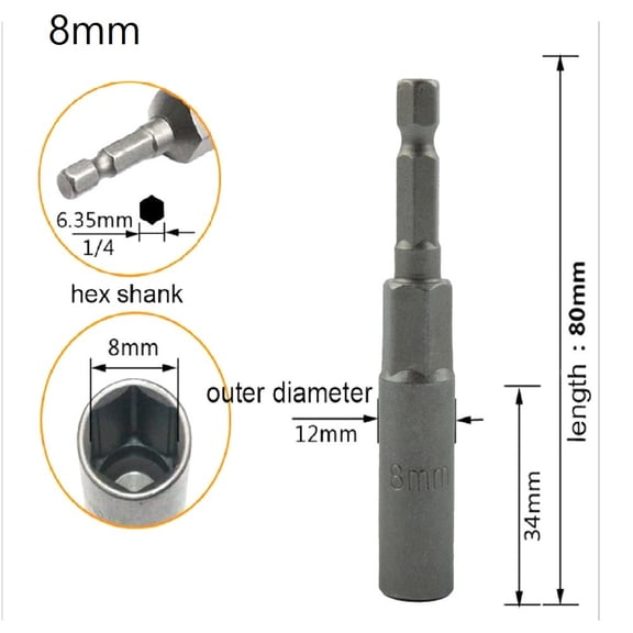 Homena 80mm Extra Deep Bolt Nut Driver Bit 1/4Inch HRC60 Hex Shank Wrench Socket Screw Driver For Power Tool 5.5-19mm