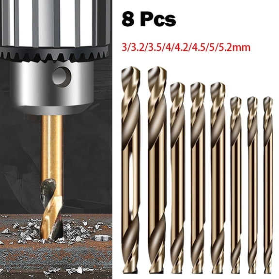Homena 8pcs HSS Double-headed Auger Cobalt Drill Bit Set Double Ended Drill Bits For Metal Stainless Steel Iron Wood Accessory