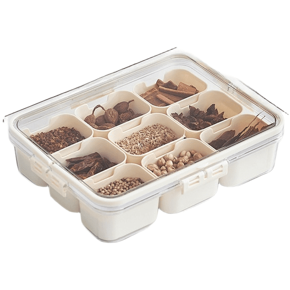 Homena 9 Compartment Spice Storage Box Safe Kitchen Organizer with Handle for Herbs