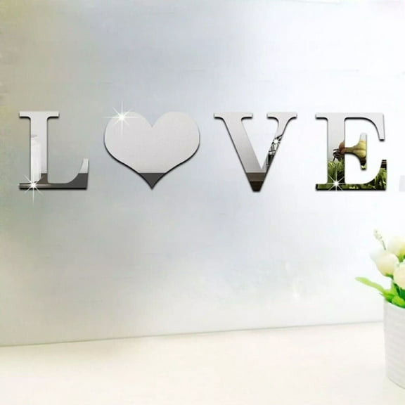 Homena Acrylic Wall Sticker DIY Sticker Silver Color Home Decor Removable 1 Set 4Pcs Easy Installation Good Viscidity