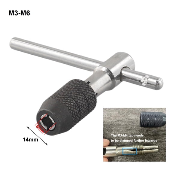 Homena Adjustable M3-8 M5-12 T-Handle Ratchet Tap Wrench Tap Screw Holder Male Thread Metric Mechanical Workshop Tools Hand Tool