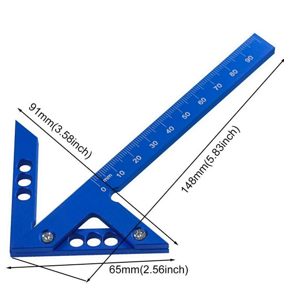 Homena Aluminum Center Finder Square Ruler 4590 Degree Line Gauge for Woodworking